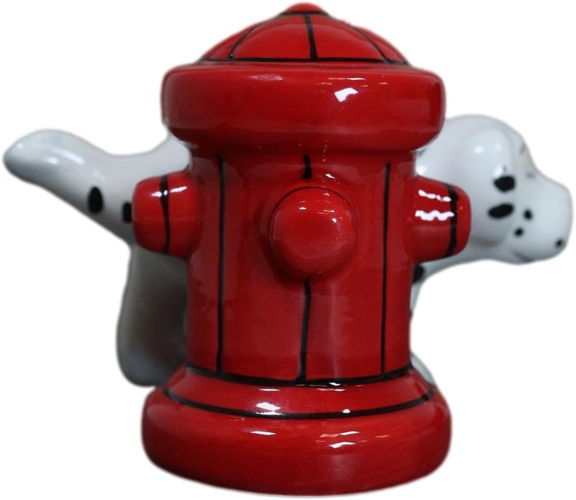 Ebros Where's The Fire? Peeing Dalmatian With Red Fire Hydrant Ceramic Salt And Pepper Shakers Magnetic Set Figurines For Fireman Fire Fighters Fans Of Fire Trucks 911 Service Personnels Decors image 5