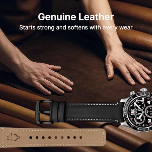 Image of Fullmosa Quick Release Premium Leather Watch Strap | 24 /22 /21 /20 /19 /18mm,Burnished Leather Watch Band Compatible with Samsung Amazfit Fossil Replacement Belt for Men and Women