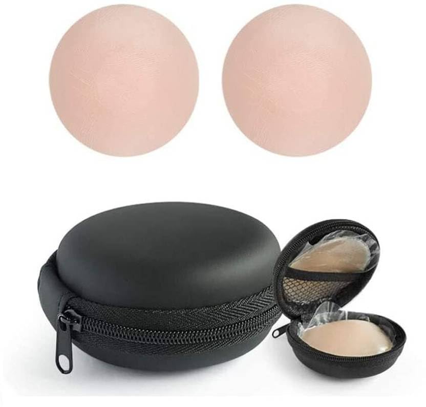 Nipple Cover Reusable Thin Silicone Nipple Pasties for Women Reusable Adhesive Nipple Pads for Discreet Packaging (1 Pair) (1 Pair with Case) Beige-image-36