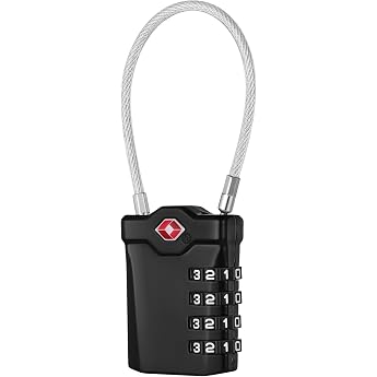 NAGE Suitcase Lock, TSA Lock 4 Digit Tent Lock (1, Black) | Opening alarm display, luggage lock with white numbers, travel lo