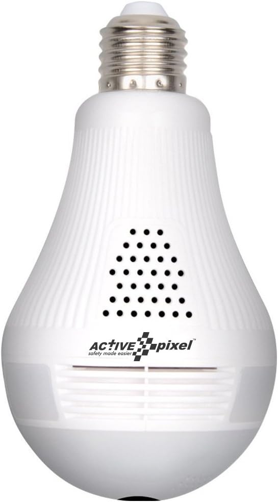 Active Pixel 960P HD 1.3MP Wireless Panoramic Fisheye Bulb Camera with Motion Detection (White)