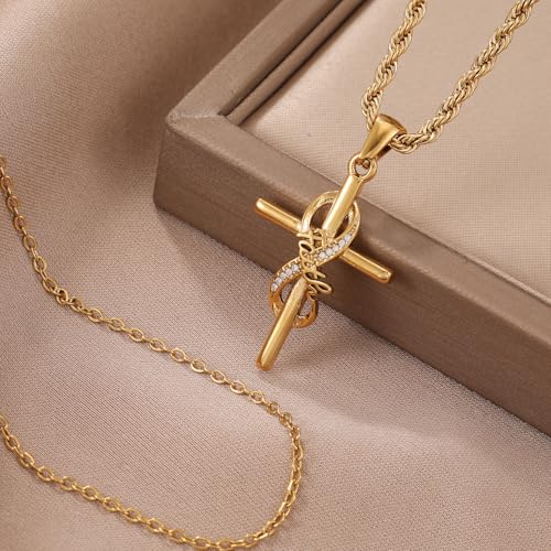 DS Religious Gifts for her Faith Cross Necklace for Women exquisite 18K Gold Inspirational Christian Bible Verse prayer birthday Jewelry stainless steel Necklaces To Sister Mom Daughter2