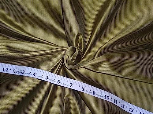 Tela de tafetán de seda 100% con diseño de rayas, color verde oliva, 54 pulgadas de ancho