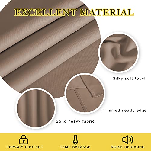 NICETOWN Insulated Blackout Curtain and Drape - Microfiber Energy Saving Thermal Insulated Solid Grommet Blackout Drapery for Kitchen (Single Panel, 52 inches by 54 inches, Cappuccino)