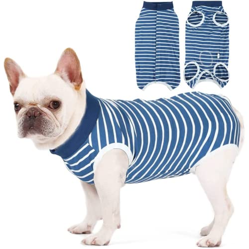 Image of Dog Surgery Recovery Suit,Prevent Licking Dog Onesie Protective Bodysuits for Abdominal Wounds Recovery Shirt After Surgery for Female Male Pet (Blue, S(Back 11.42 inch-Chest 13-16 inch))