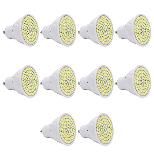 10X GU10 Iluminación Bombillas 4W Super Brillante Bombillas LED 80 SMD 2835LEDs Blanco Frío 6500K Ahorro de Energía Bombilla Lámpara AC 220V