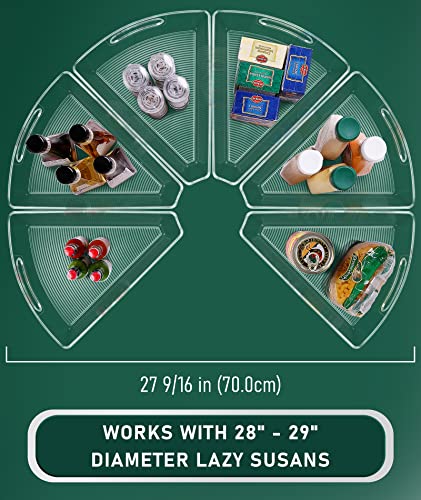 Jeisslia Lazy Susan Cabinet Organizer Bins For 26"/ 28"/ 32" Diameter Corner Lazy Susan, Plastic Cabinet Storage Bin, 1/8 Wedge-Food Safe, Bpa Free, With Non-Slip Pads (For 28" Lazy Susan, 6 Pack) #TOP1