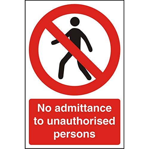 Seco No Admittance to Unauthorised Persons Sign, 400mm x 600mm - 1mm Semi Rigid Plastic