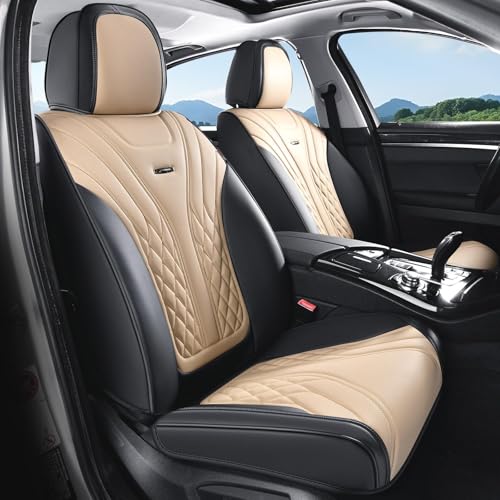 Image of Coverado Car Seat Covers, Car Seat Covers Front Seats, 2-Pack Front Seat Cover, Nappa Leather Waterproof Seat Covers, Car Seat Protectors, Automotive Seat Covers Universal Fit for Most Vehicles
