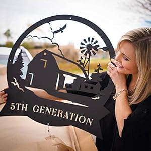 RealSteel Farmhouse Monogram Outdoor Family Name Sign Outdoor Decor Farmhouse Decor Metal Sign Perfect Entry Roads Front Gates Barns Silos and Stables Family Homes Gift Shop Gifts