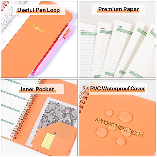 Appointment Planner Book Undated Spiral Binding Notebook, Appointment Notebook With 30-Minute Intervals For Precise Planning, Appointment Book With Times Management,Orange（7"X10"） #TOP4