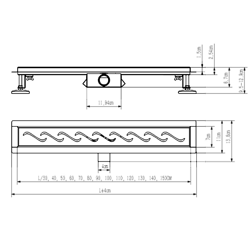 SIENOC Caniveau pour Douche,50cm,Caniveau de Douche en Acier Inox Siphon Sol d'évacuation à Carreler pour Salle de Bain,avec appareil désodorisant et filtre à cheveux