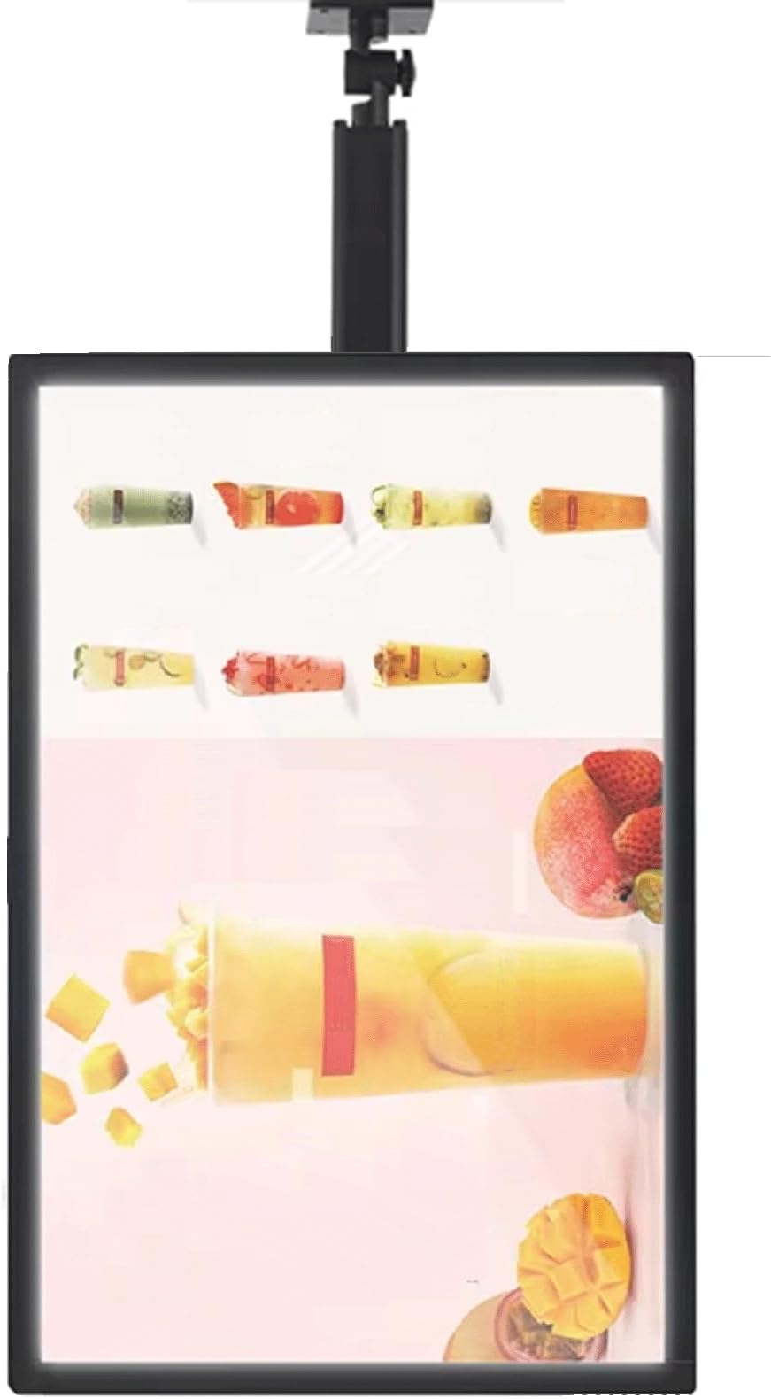 LED Light Box, Vertical Slim Digital Menu Board, Wall-Mounted Backlit Display, Telescopic Pole Hanging Billboard for Restaurant, Bar, Theater Advertising (40x50cm)