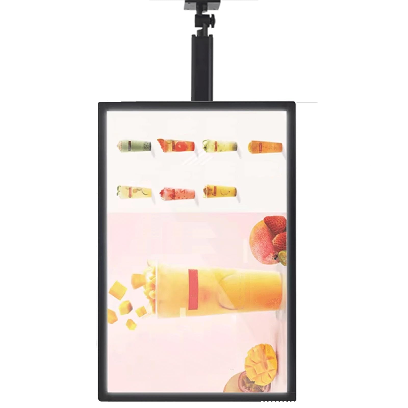 LED Light Box, Vertical Slim Display Screen Board, Wall Mounted Backlit Digital Menu Board with Telescopic Pole, Hanging Billboard for Theater, Restaurant, Bar, Shop Advertising (50 x 10)