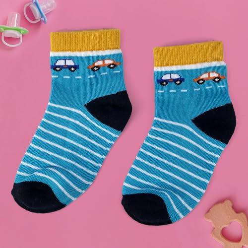 Image of Kid's Socks for Boys and Girls - Made with Soft & Breathable Cotton with Antibacterial Wash, Pack Of 5, Suitable for all day long use