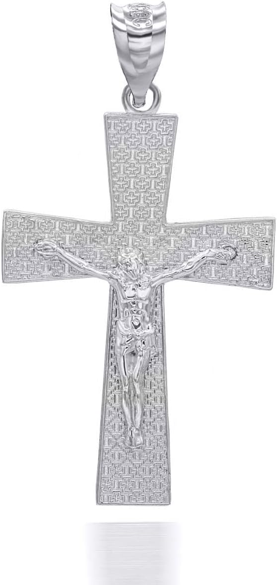 Claddagh Gold Solid Sterling Silver Jesus Christ Crucifix Cross Charm Pendant Necklace - Image 2