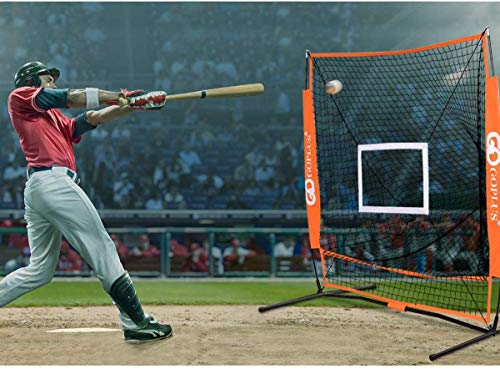 image for Goplus 5'×5' Baseball Softball Practice Net Portable Hitting Batting 