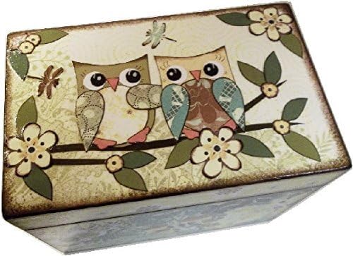 Recipe Box, Wood, Holds 4x6 Recipe Cards, Earth Tone Owls, Decoupaged