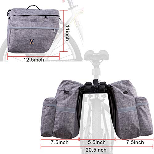 Vuudh Canvas Cycling Bike Pannier - 26L Bicycle Panniers with Reflective Trim, Bicycle Rear Seat Bags (Grey)