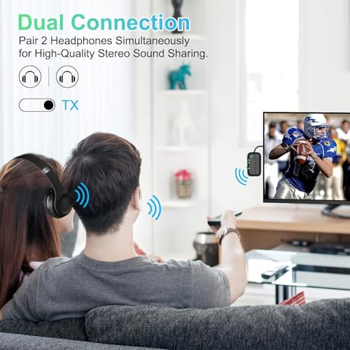 Image of 2026 Pro Bluetooth 5.4 Transmitter Receiver, Bluetooth Adapter for Airplane | Qualcomm aptX LL | 25hrs Battery | Works with 2 Headphones | Wireless Adapter for Flight /TV /Gym /PC | RX for Car /Home Stereo