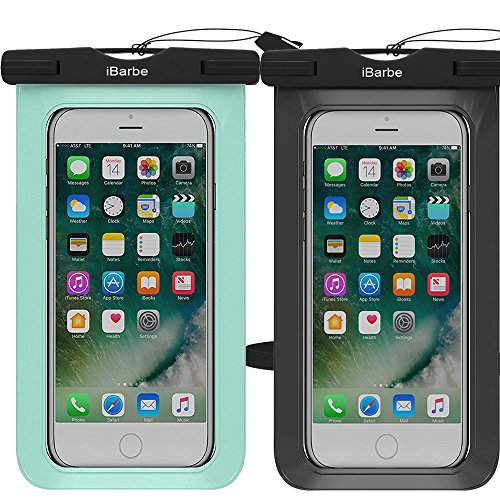 iBarbe Universal Waterproof Case Dry Bag Pouch for iPhone Xs Max XR XS X 8Plus 8 7 7Plus 6S Plus, Samsung Galaxy S10 S9 Note 9(Black+Teal)