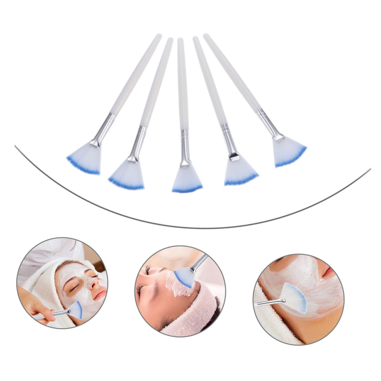 IWOWHERO Skincare Mask Brush Set 5pcs Face Mask Brush Fan-shaped Brush for Home Beauty Routine