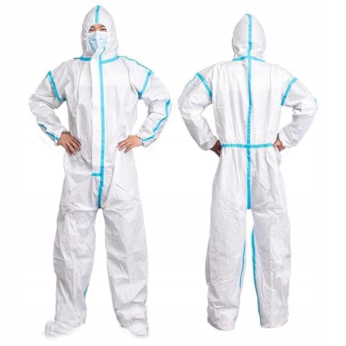 Rosfix Combinaison de Peinture Jetable 185cm – Protection Microporeuse Respirante | Capuche Ajustée, Fermeture Zippée | Pour Produits Chimiques | Vêtement de Sécurité