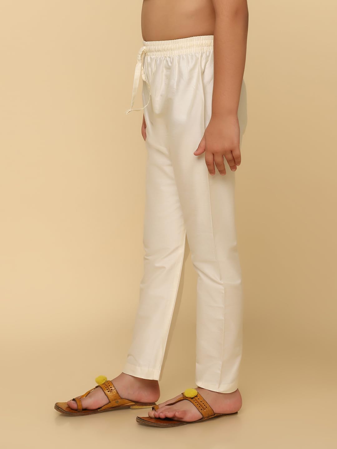 Kisah Kid's Ethnic Wear Solid Straight Fit Off White Churidar (5-6Y)