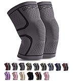 WOPOKY Knee Braces for Knee Pain, Compression Knee Sleeves Support for Men Women, Weightlifting Running Squatting Basketball Working Out, Pain Relief for Meniscus Tear Arthritis ACL MCL (2 Pack)