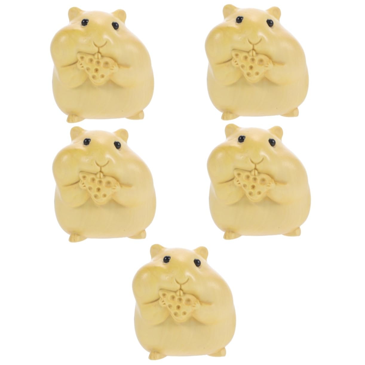 YARNOW 5pièces Figurine Bois De Hamster Sculptée Décoration Animalière Bois Artisanat Animal Statue De Rongeur pour Bureau Et Maison Adorable pour Fêtes Et Occasions Spéciales