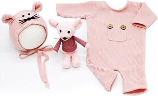 EUBUY Baby Photography Prop Outfits Set, Cute Animals Newborn Jumpsuit + Hat + Cute Doll Baby Costume Set