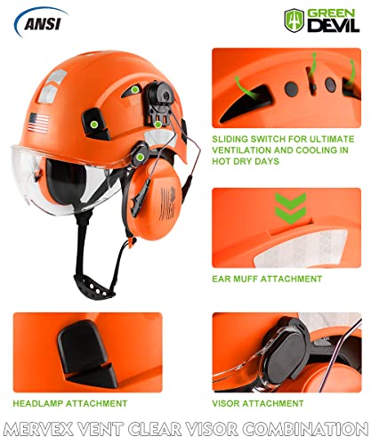 Safety Helmet Hard Hat With Visor And Ear Protection Adjustable Lightweight Vented Abs Work Helmet For Men And Women 6-Point Suspension Ansi Z89.1 Approved Ideal For Industrial & Construction #TOP1