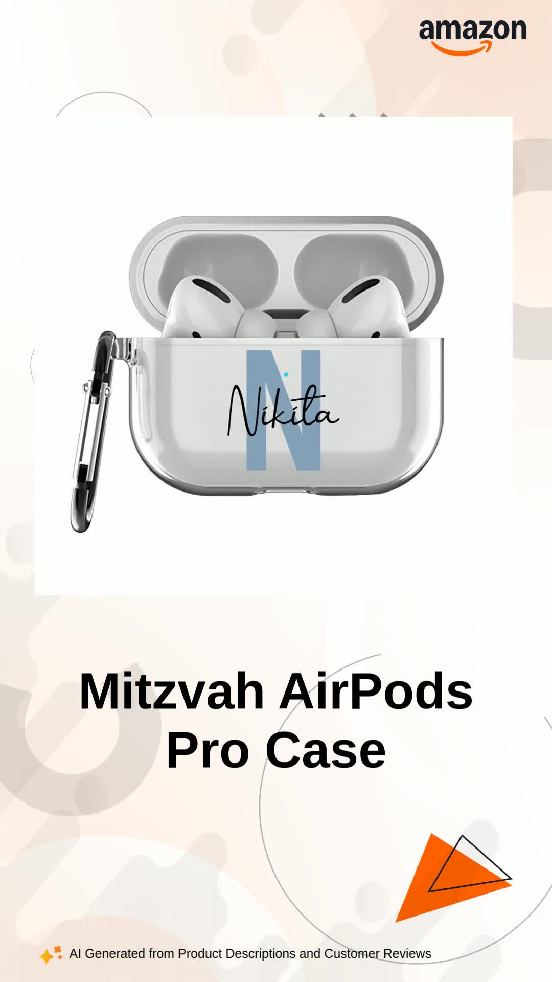 Mitzvah Customized Transparent Clear Airpods Pro Case with Name