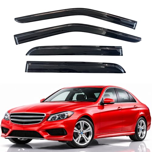 Image of KPY Rain Guards Fit for 2010-2016 Mercedes-Benz E-Class Sedan, Out-Channel Window Visors Vent Wind Deflectors 4PC, Car Accessories for 10-16 Mercedes Benz E350 E550 E63 (Sedan Only)