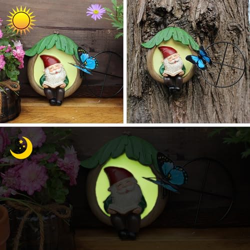 Gartenzwerg aus Kunstharz, für den Außenbereich, leuchtender Feengartenzwerg, Lesebuch, Figur und Schmetterling, Dekoration, 12 cm, leuchtender Elfenspäher, Hof, Kunstskulptur, Heimdekoration – Bild 5