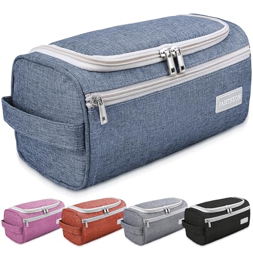 Image of Pantheon Men's Toiletry Bag - Travel Toiletry Bag Wash Bag Hanging Dopp Kit Shaving Kit for Bathroom Shower - Mens Travel Bag Hanging Toiletry Organizer Toiletry Kit for Traveling (Blue)