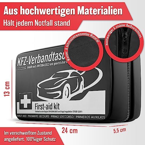 Heldenwerk® First Aid Kit Car Standard 2026 DIN 13164:2022 StVZO Compliant | Verbandskasten Auto europaweit nutzbar, Nach neuster Verordnung, kompakt & griffbereit, Wasserabweisend, Steril verpackt - View 8