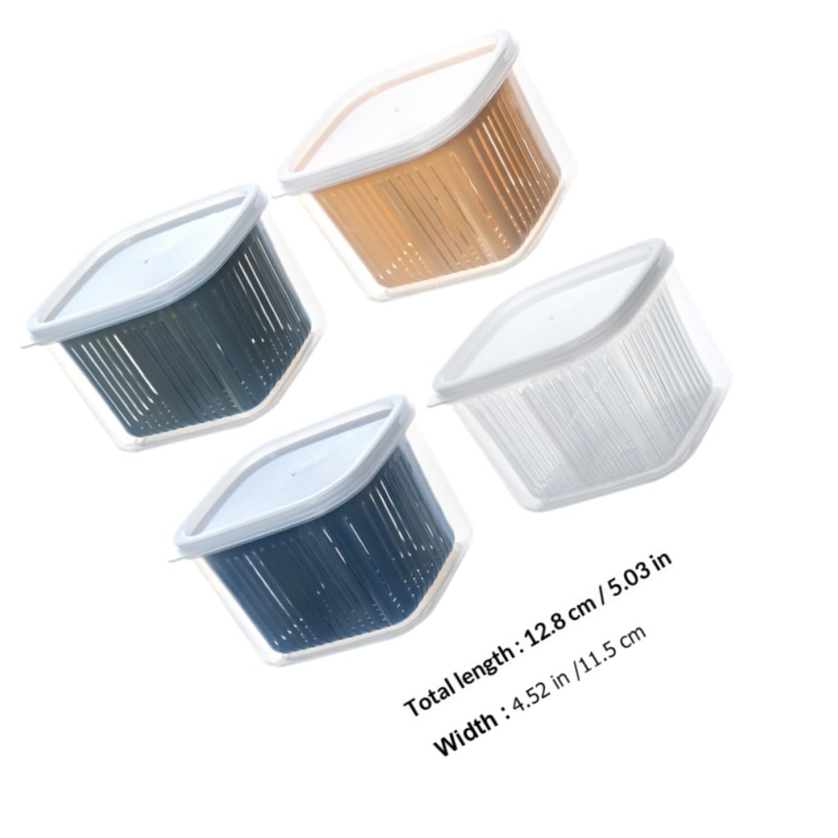 Set 4 Contenitori in Plastica per Alimenti Scomparti Divisori, Scatole Sigillate in Pp Trasparente per Conservazione Frutta e Verdura Drenaggio, Organizer Cucina Riutilizzabile