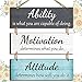 Jetec Office Wall Decor Inspirational Motivational Plaques with Sayings Rustic Wooden Hangings Ability Sign for Coworker Home Valentines Day Gift Office Artwork Decoration(Fresh Color)