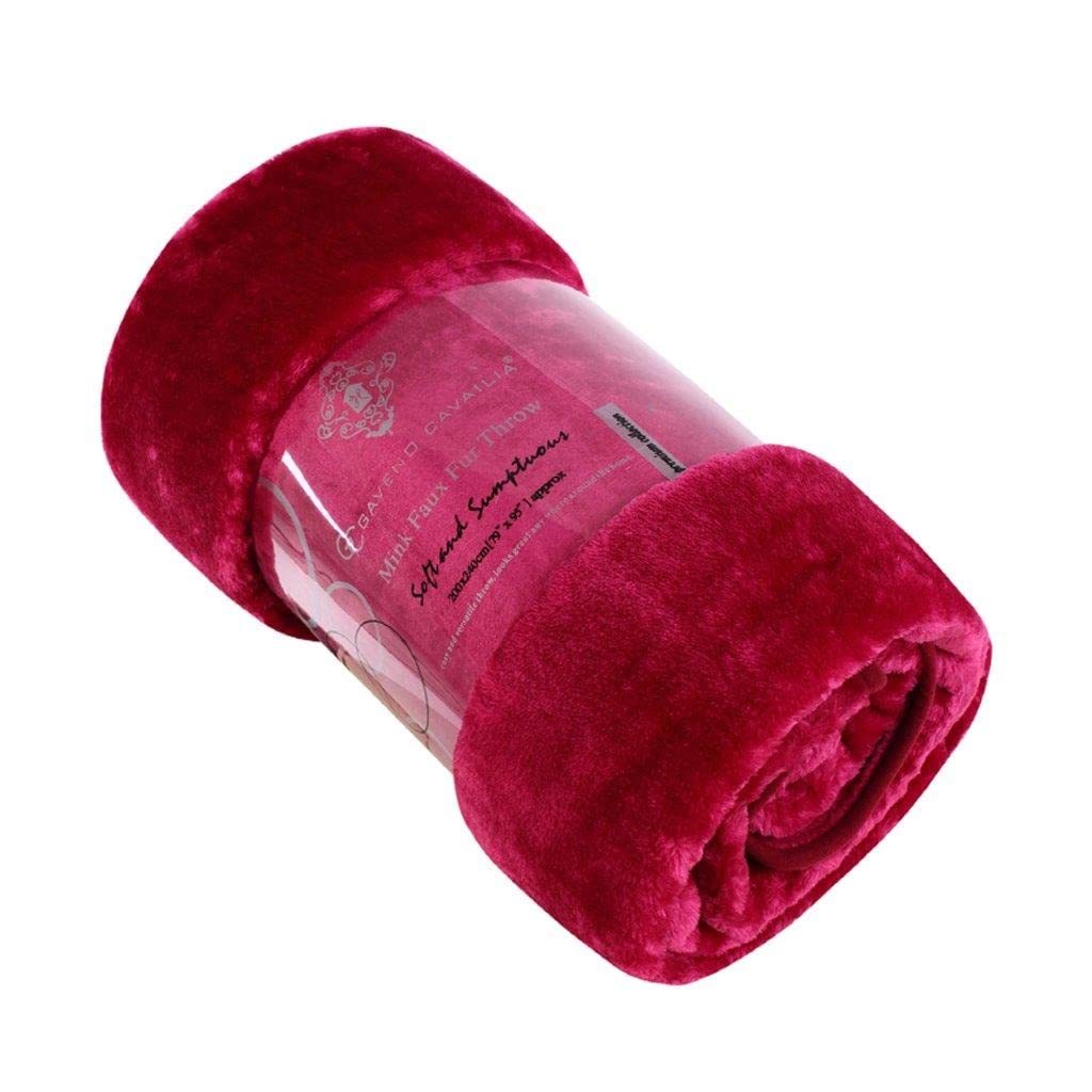 Artistic Fashionista* New Thermal Super Soft Velvet Faux Fur Mink Throw Blanket Soft Warm Thick Bed Sofa Cover Single Double King (Single - 127x152cm, Fuchsia)