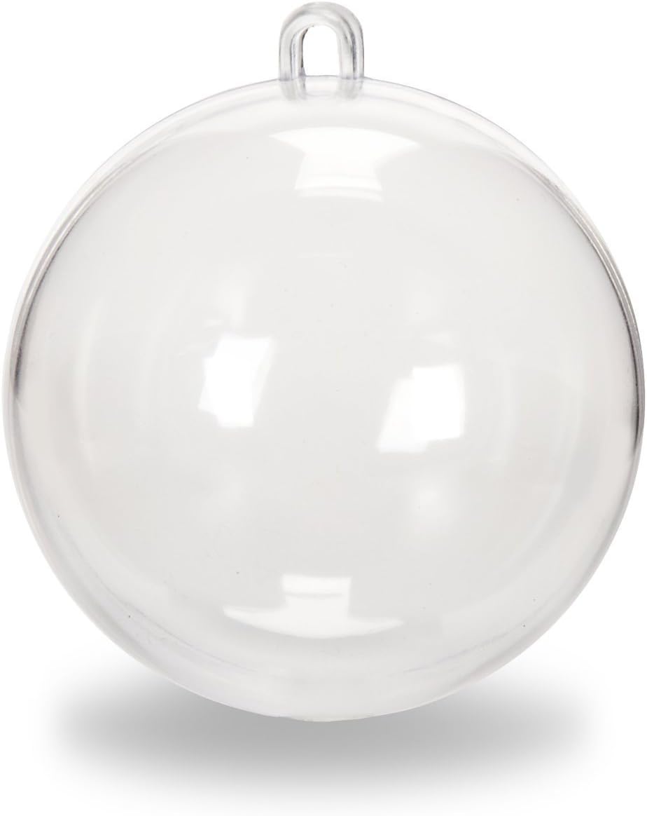 Doodles Art Supply 70mm (2.75 Inch) Fillable Plastic Ball Holiday Ornaments, Clear - Package of 6
