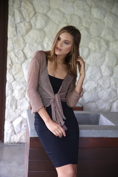 Image of Back From Bali Womens Sheer Shrug Cardigan Lightweight Knit