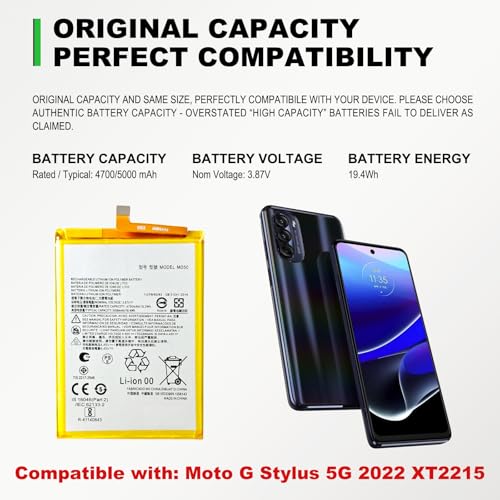 Image of GREEN FUSION Compatible with Moto G Stylus 5G 2022 XT2215 Cellphone Battery Replacement Kit MD50, Includes Repair Tools