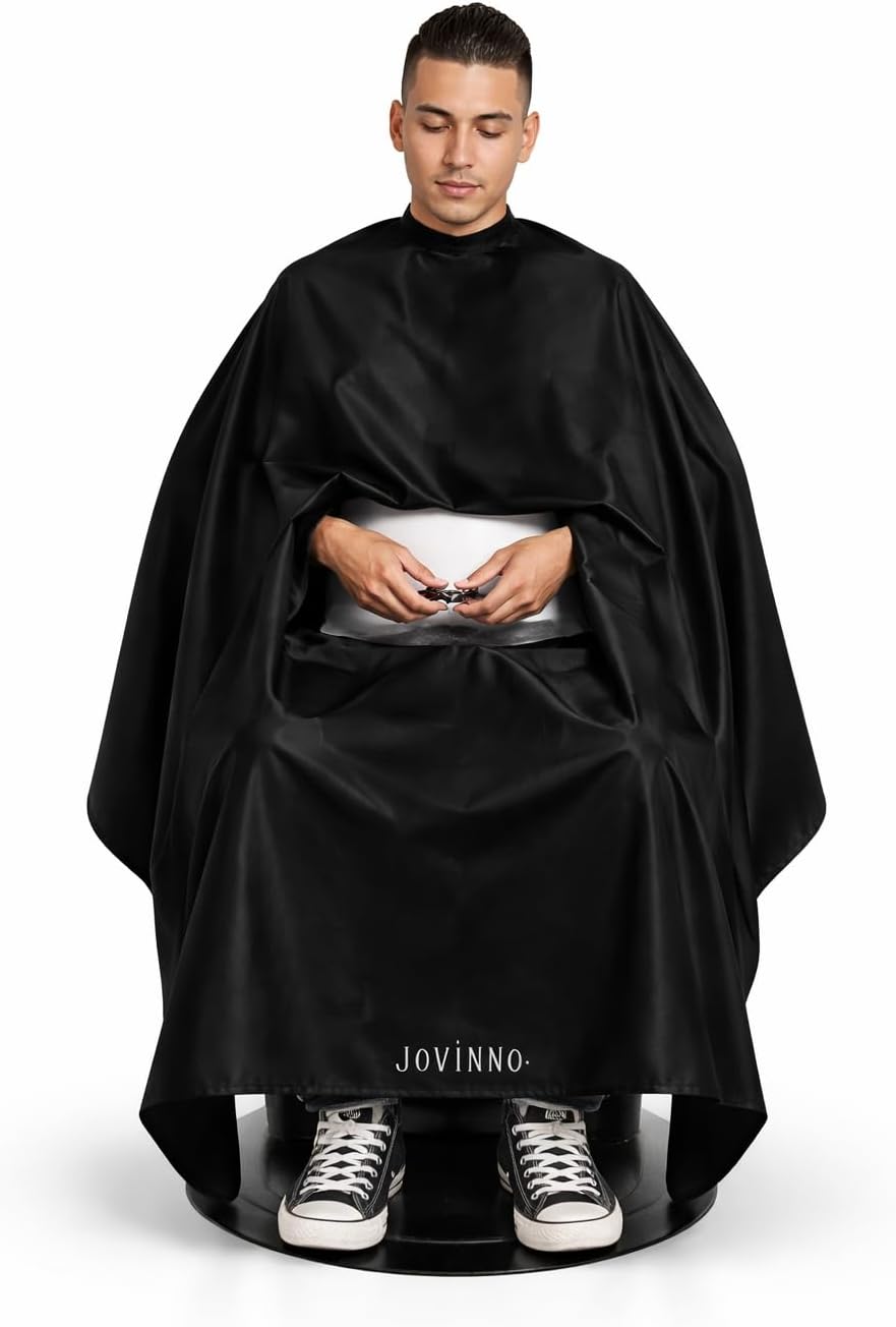 Large Size Black Barber Cape with Phone Viewing Window