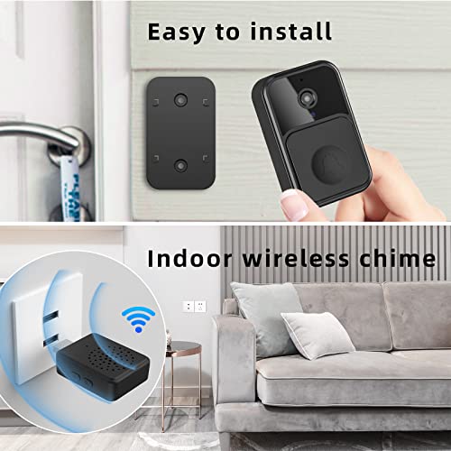 Video Doorbell Wireless Doorbell Camera Smart Wifi Rechargeable Battery Operated Doorbell With Two-Way Audio, Hd Video, Night Vision, Up To 180 Days Battery Life For Apartment Office Home Security #TOP2