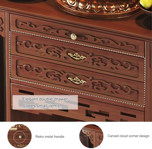 Spiritual Floor Altar Cabinet with Drawer for Meditation and Prayer, Versatile Shrine Stand for Home and Office, Elegant Decor for Mindfulness and Serenity