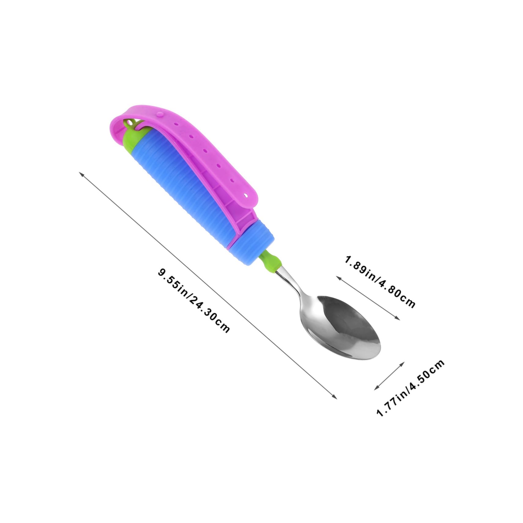FOMIYES Stainless Steel Silicone Adaptive Spoon Spillproof Non-Slip Handle for Disabled Elderly