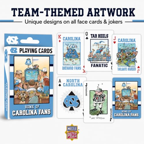 Image of Masterpieces Officially Licensed NCAA UNC Tar Heels Playing Cards for Fans - 54 Card Deck for Adults