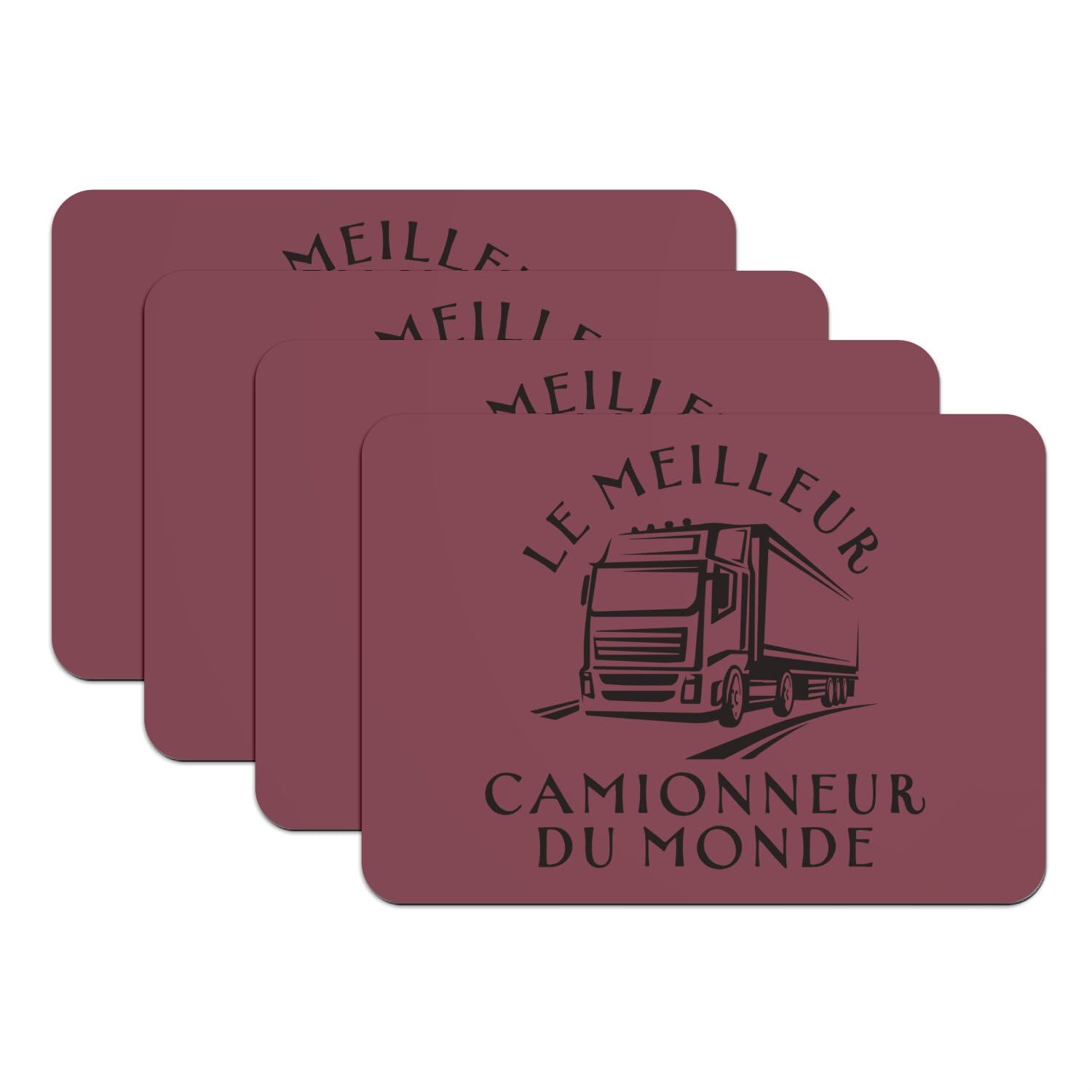 Set de table rouge caoutchouc 39,5x28,5 cm antidérapant Camionneur du Monde