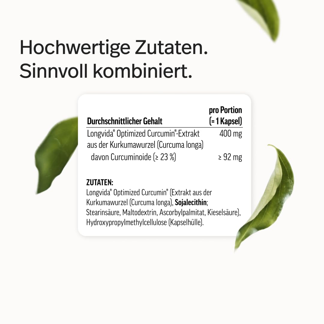edubily® Kurkuma Kapseln - Curcurmin aus dem Markenrohstoff Longvida Optimized Curcumin® - in schützender Phospholipid-Hülle - Laborgeprüft - Vegan (400 mg Curcumin, 60 Kapseln)